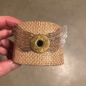 Burlap Shotgun Shell Bracelet